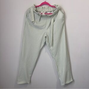 Green and white gingham pants